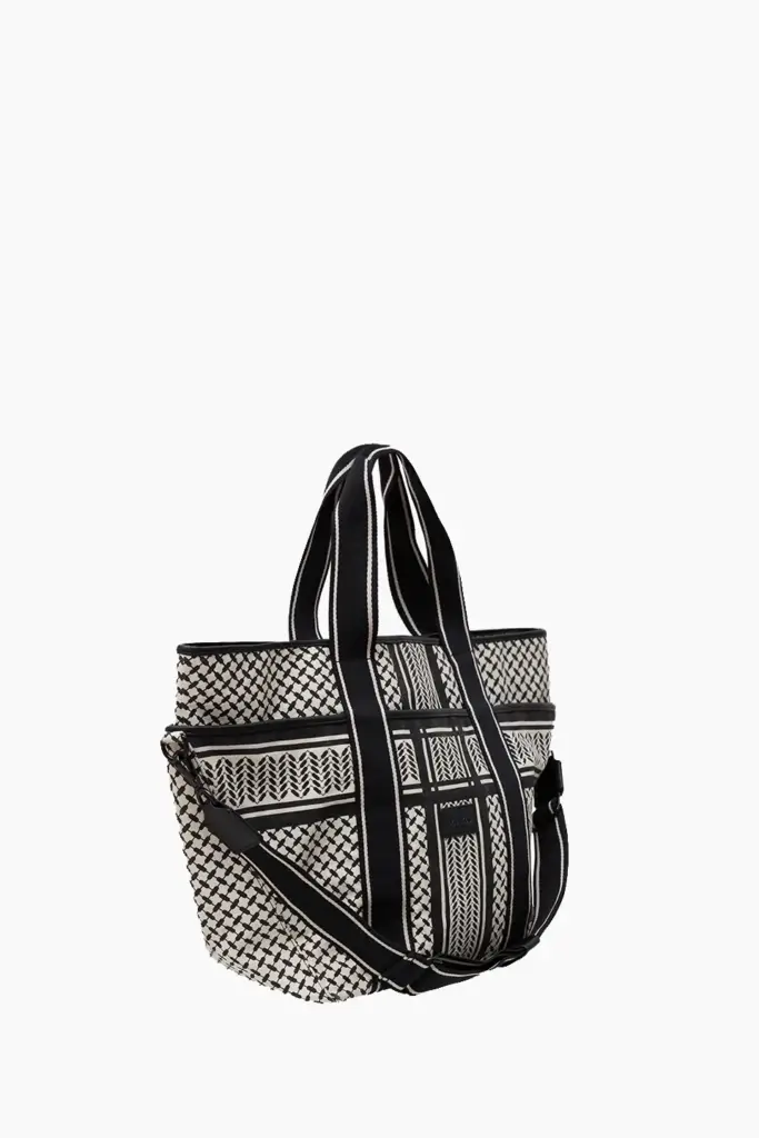 Lala Berlin East West Tote Merge canvas heritage stripe black Outlet