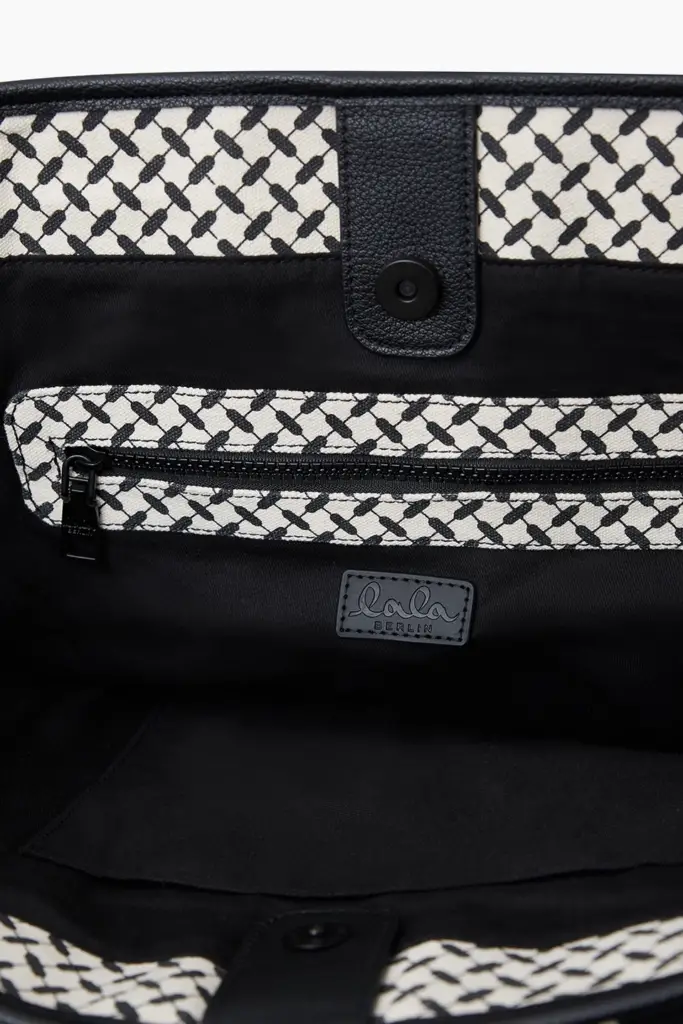 Lala Berlin East West Tote Merge canvas heritage stripe black Outlet