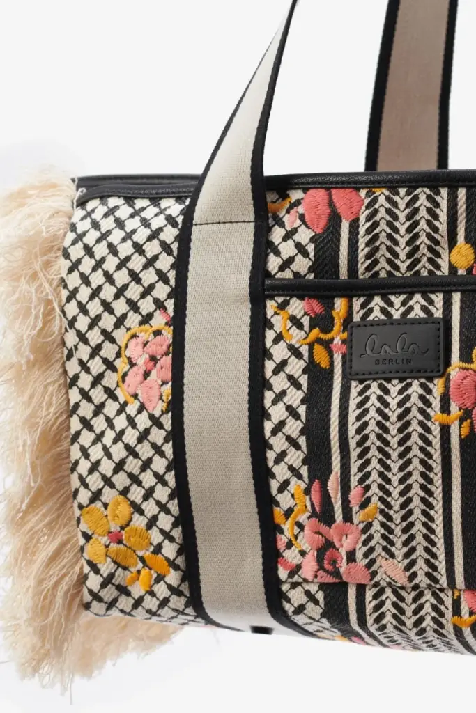 Lala Berlin Big Bag Muriel stitched canvas heritage embroidery flower Black Friday