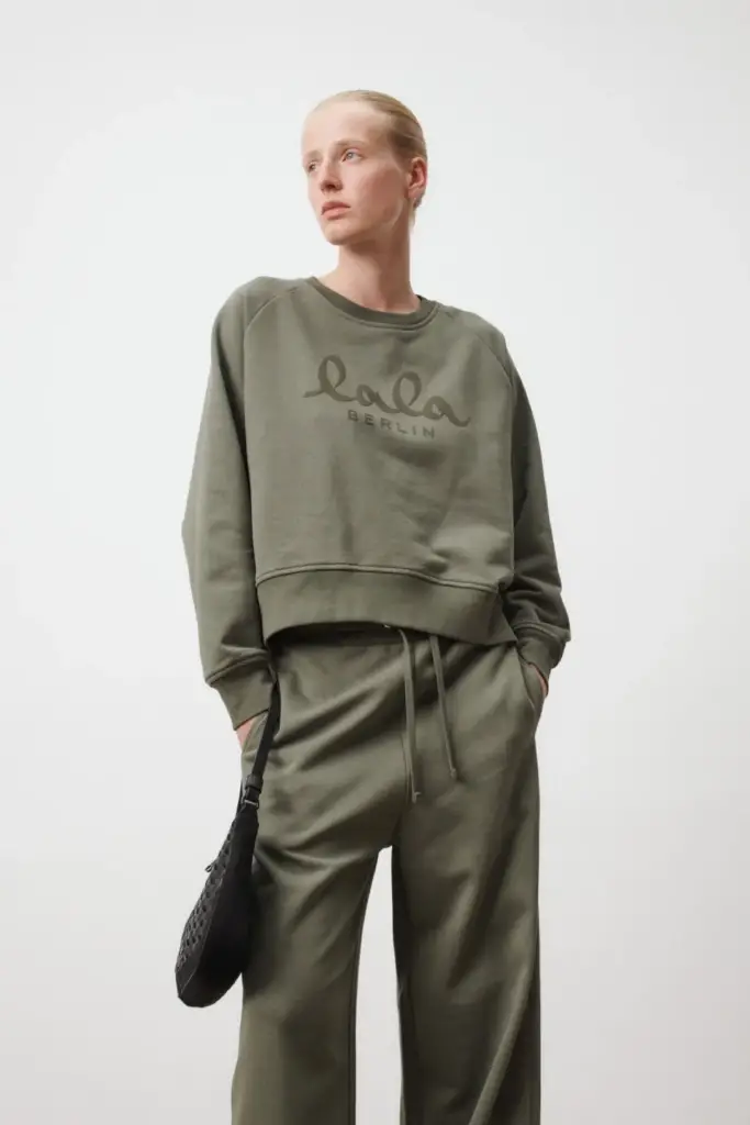 Lala Berlin Sweatshirt Ijora cotton olive Riesige Ersparnisse