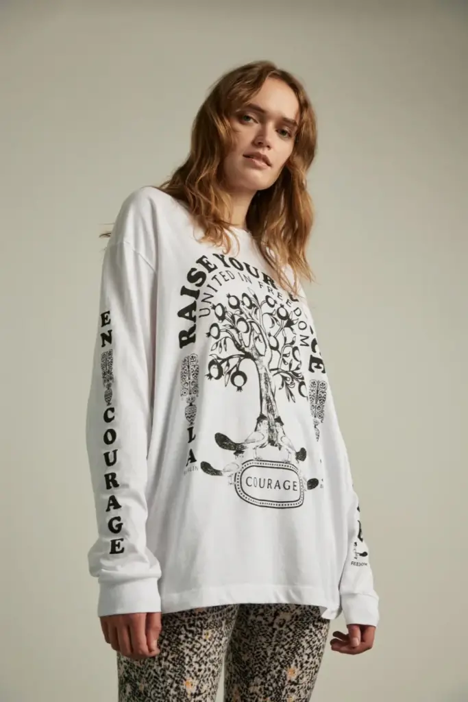 Lala Berlin Igor Longsleeves cotton raise your voice white Nur noch ein Tag übrig