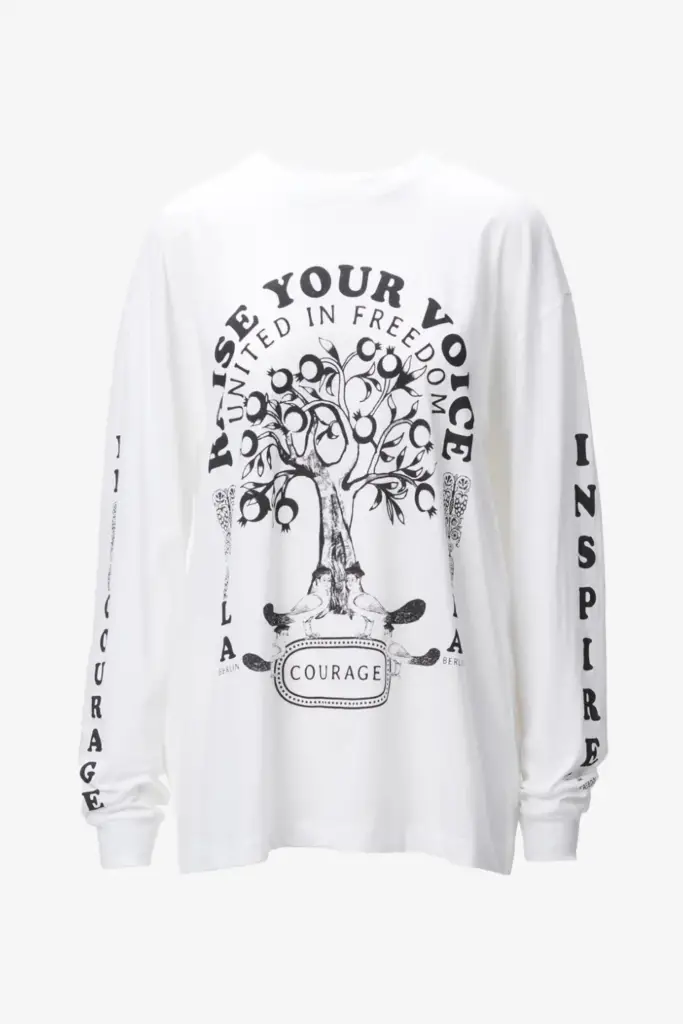 Lala Berlin Igor Longsleeves cotton raise your voice white Nur noch ein Tag übrig