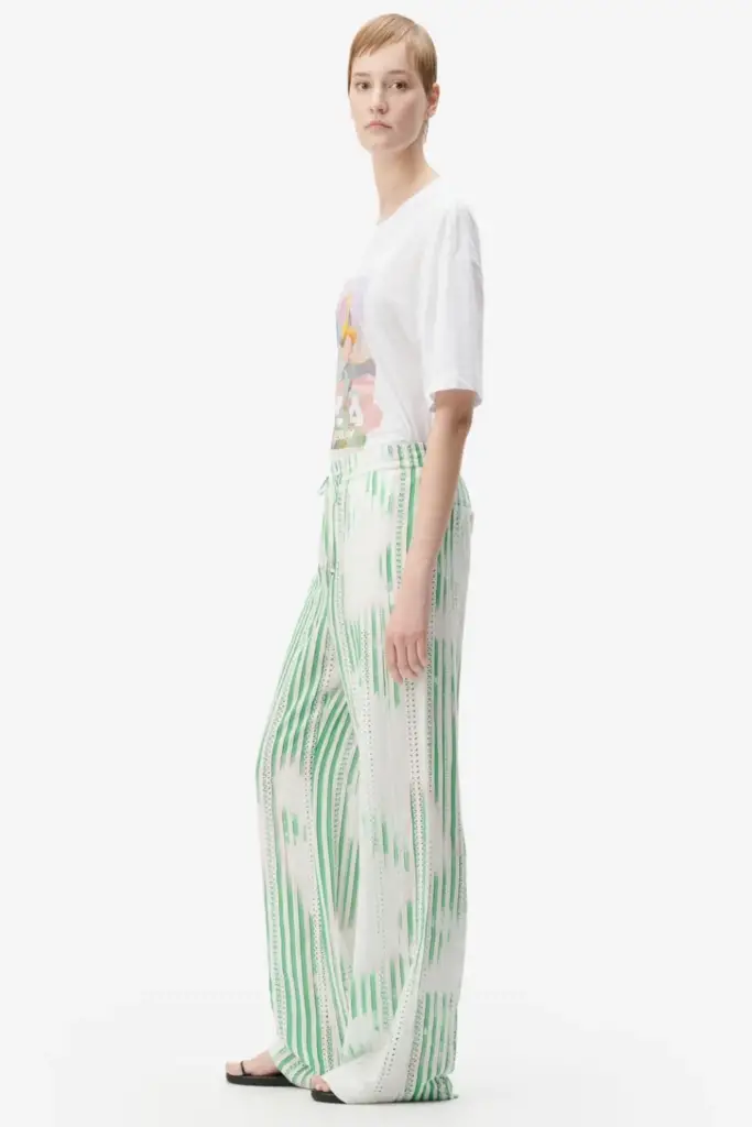Lala Berlin Pants Palooza rayon mix green stripes Saisonschlussverkauf