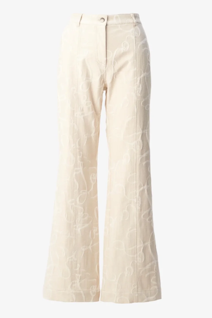 Lala Berlin Pants Pamir cotton mix lalagram jacquard beige Wochenangebot