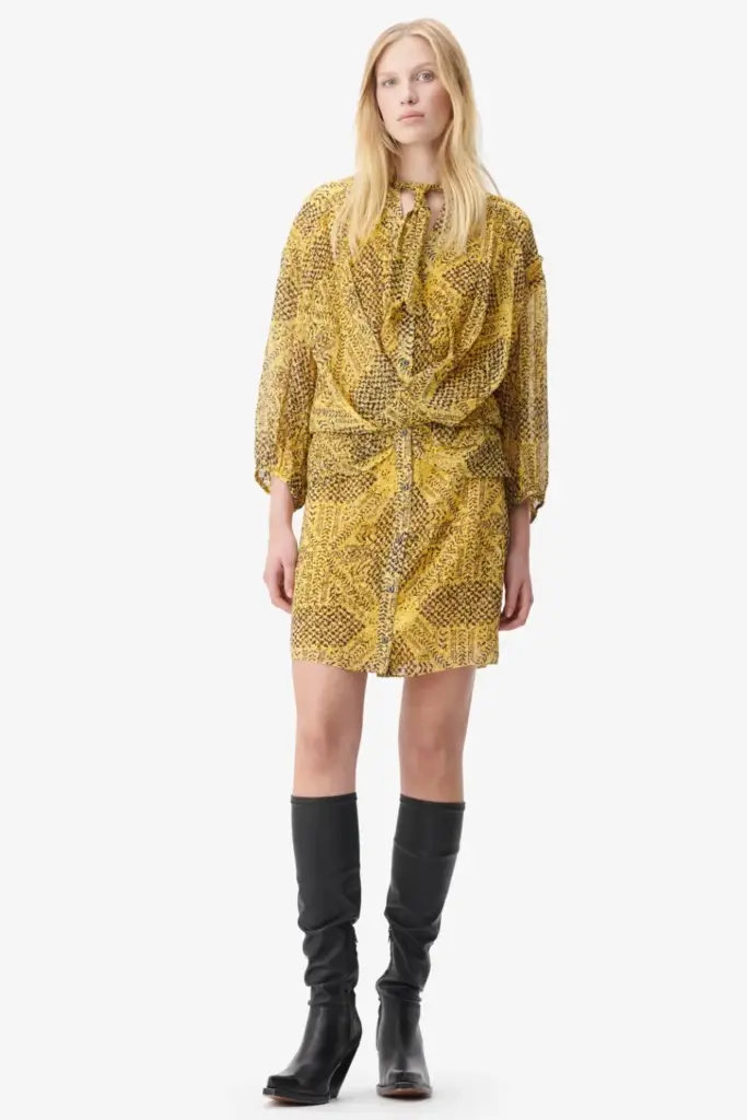 Lala Berlin Dress Drina viscose heritage star yellow Super Rabatt