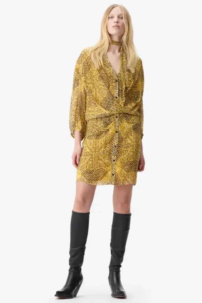 Lala Berlin Dress Drina viscose heritage star yellow Super Rabatt