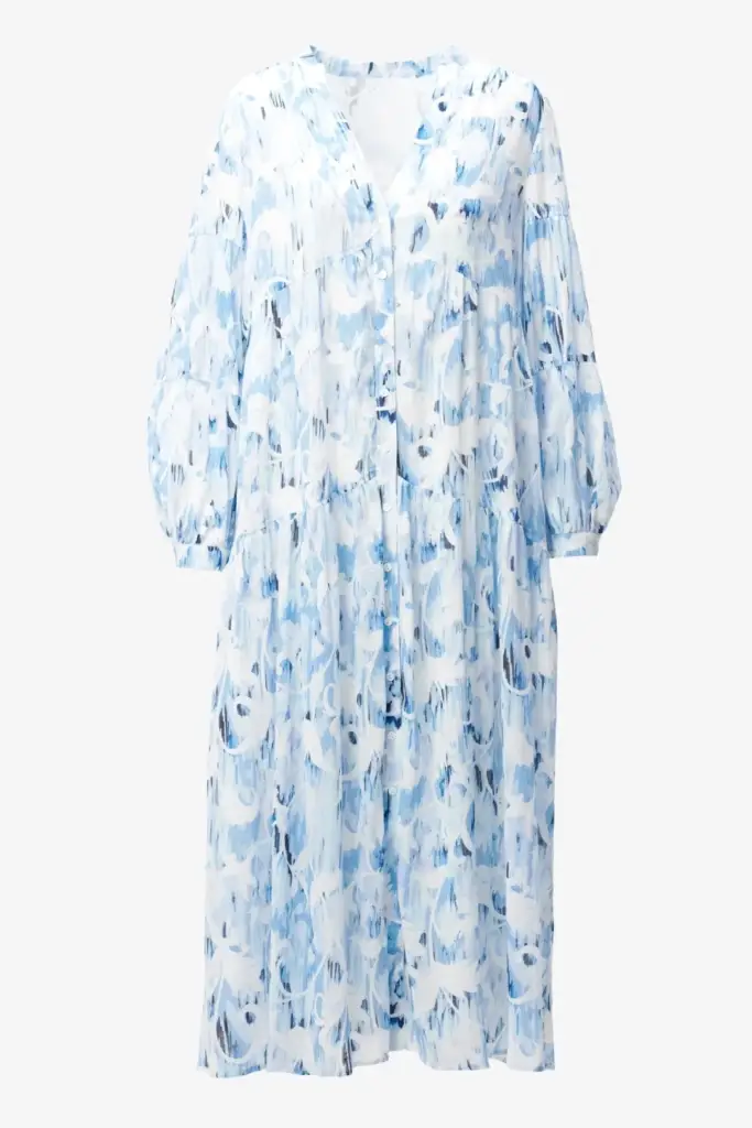Lala Berlin Dress Dinella cotton floral fountain blue Clearance-Verkauf