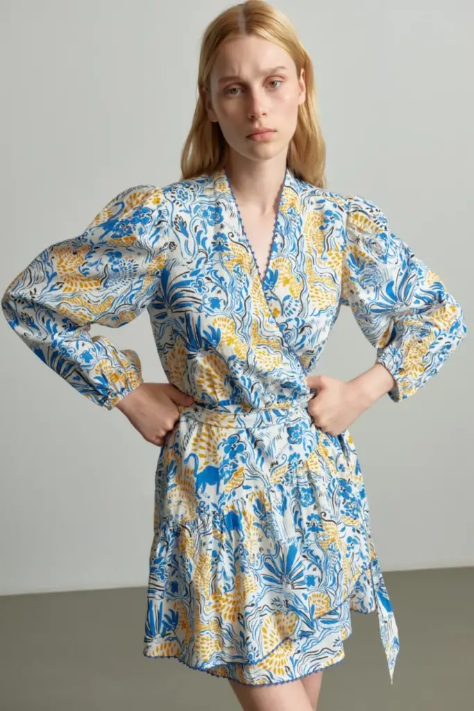 Lala Berlin Dress Dilovan linen/viscose blend magic garden day Fabrikladen