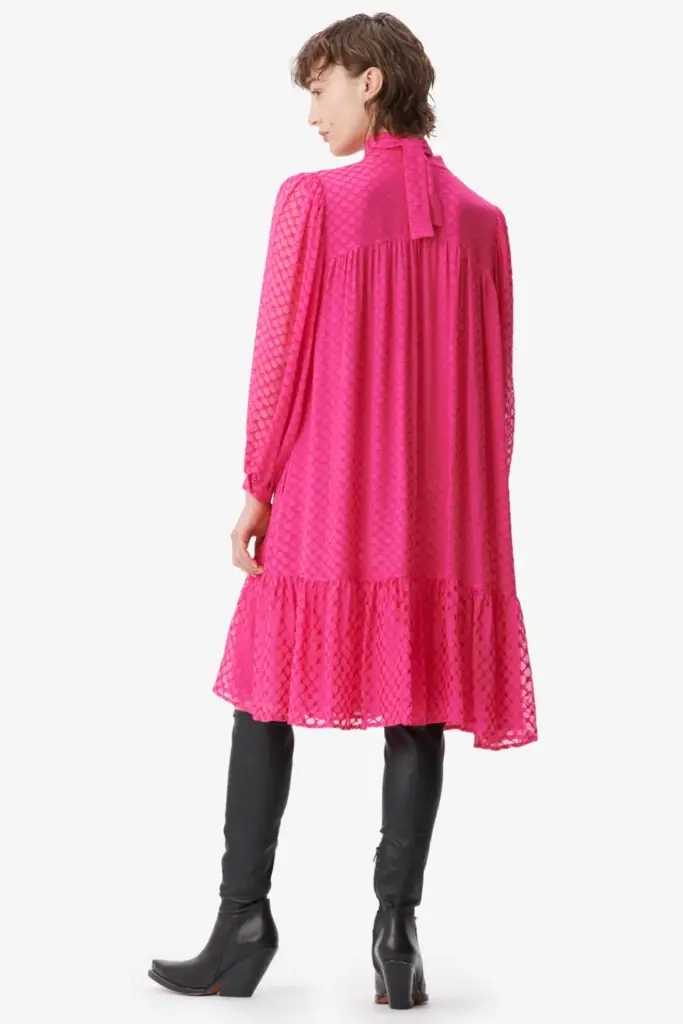 Lala Berlin Dress Day viscose/silk blend polka dot dragonfruit 2025