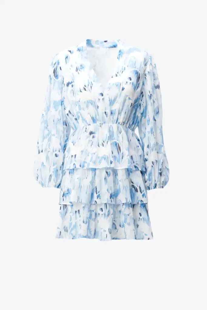 Lala Berlin Dress Danuta cotton floral fountain blue Outlet