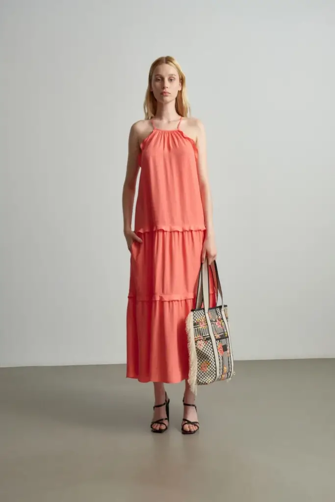Lala Berlin Dress Daau viscose underwater melon Günstiger Verkauf