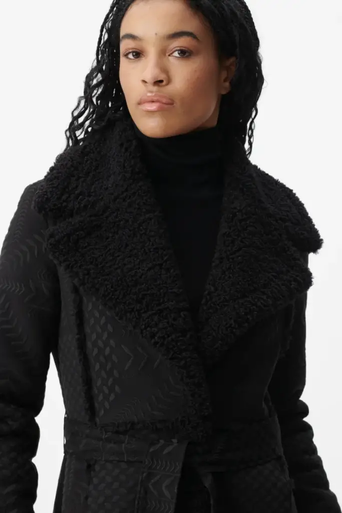 Lala Berlin Coat Osia polyester heritage star black Fabrikverkauf