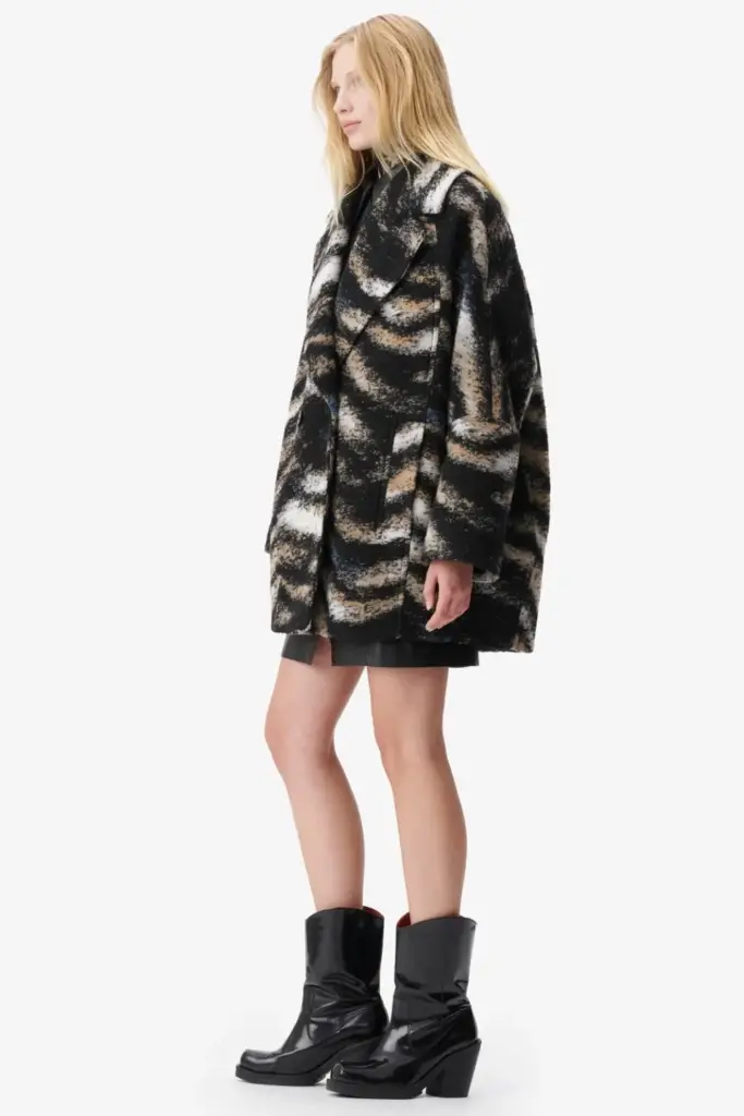 Lala Berlin Coat Olly wool/polyester blend big zebra black Kostenloser Versand