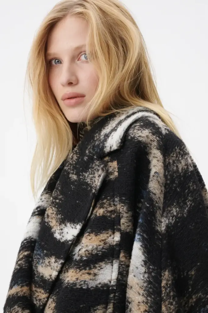 Lala Berlin Coat Olly wool/polyester blend big zebra black Kostenloser Versand
