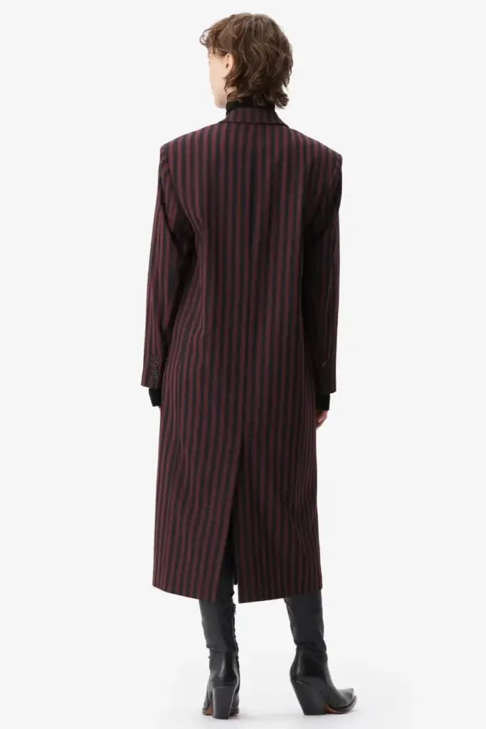 Lala Berlin Coat Odith polyester mix stripe fudge Fabrikpreis