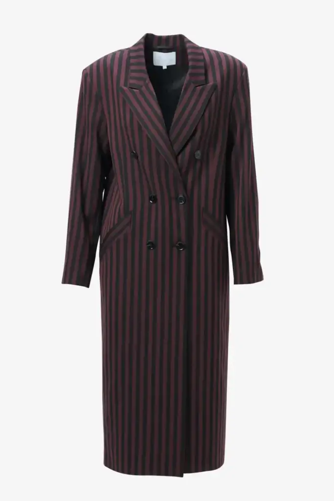 Lala Berlin Coat Odith polyester mix stripe fudge Fabrikpreis