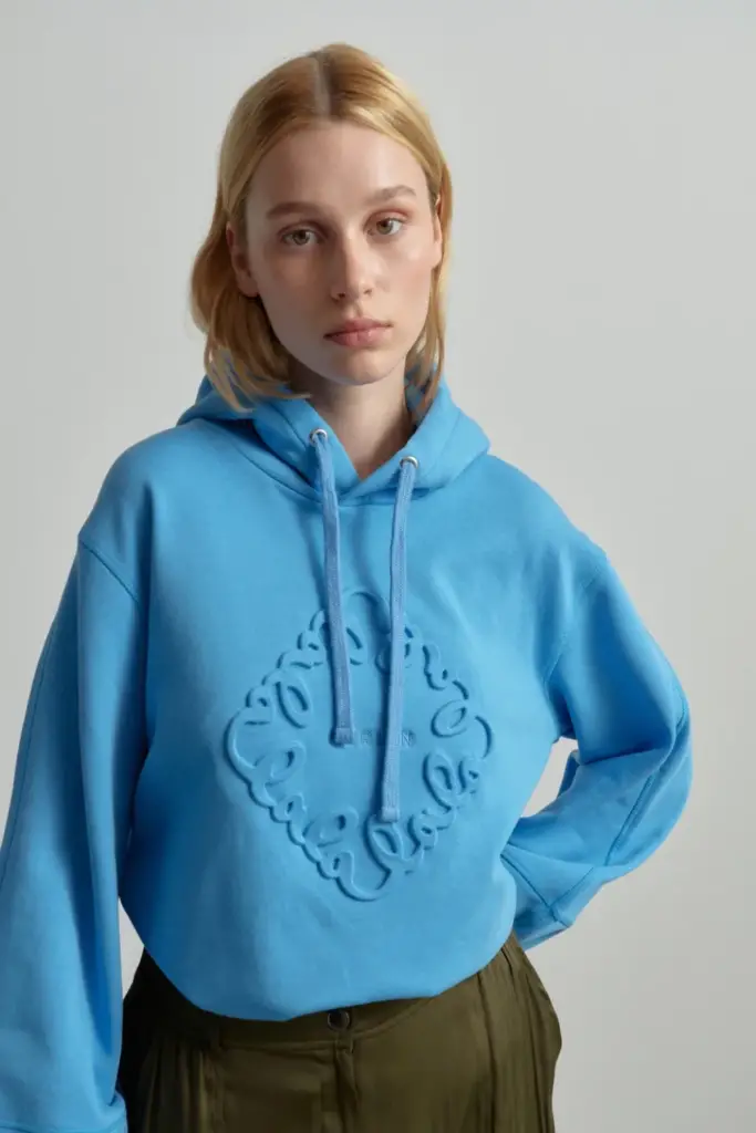 Lala Berlin Hoodie Ipalina cotton diamond azure Osterangebot