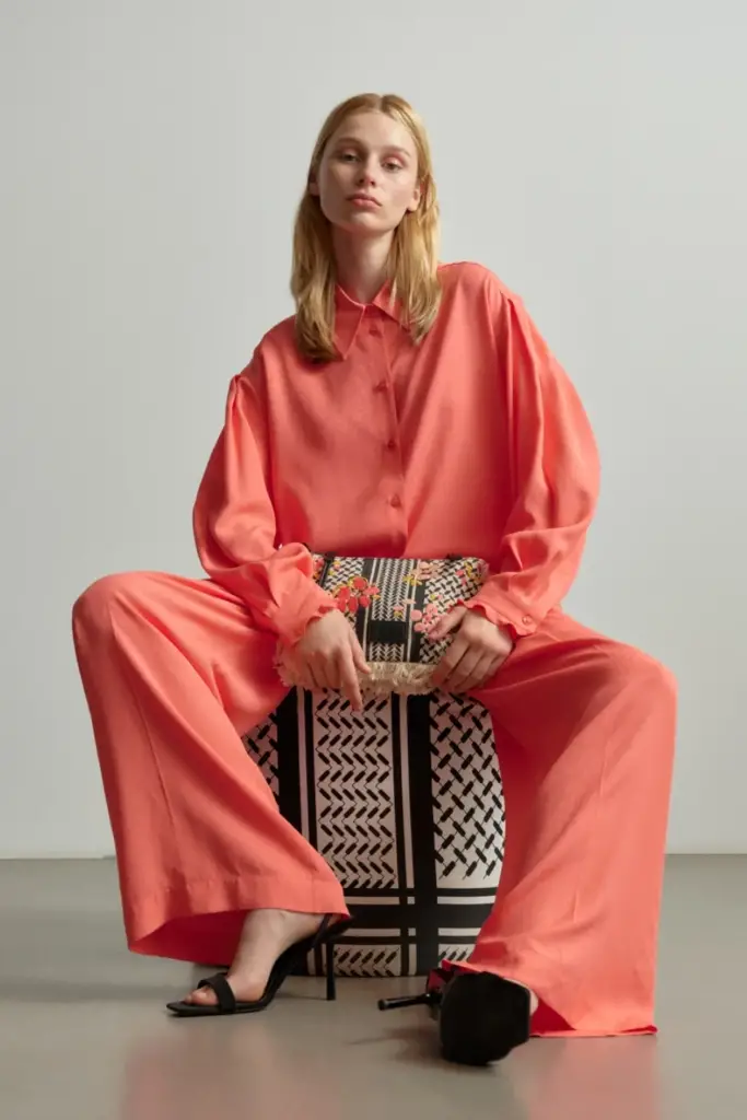 Lala Berlin Pants Polko viscose mix underwater melon Lagerräumung