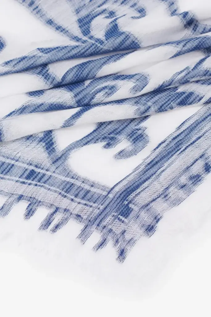 Lala Berlin Triangle Alvid viscose mix flower fountain blue Flash Sale