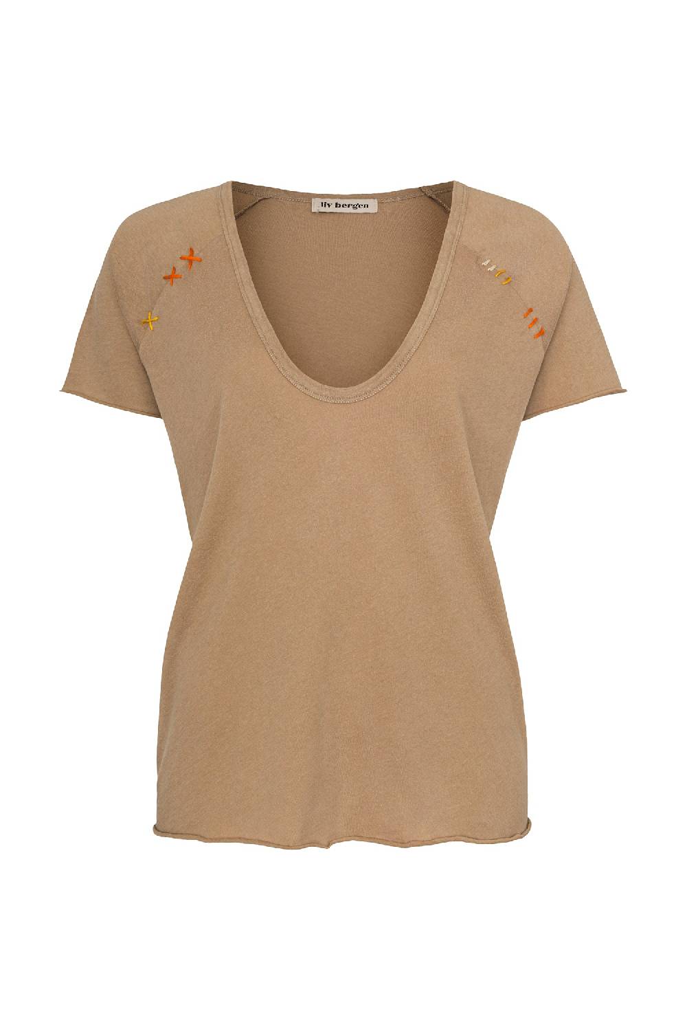 Liv Bergen T-Shirt handstitched in safari Kostenloser Versand