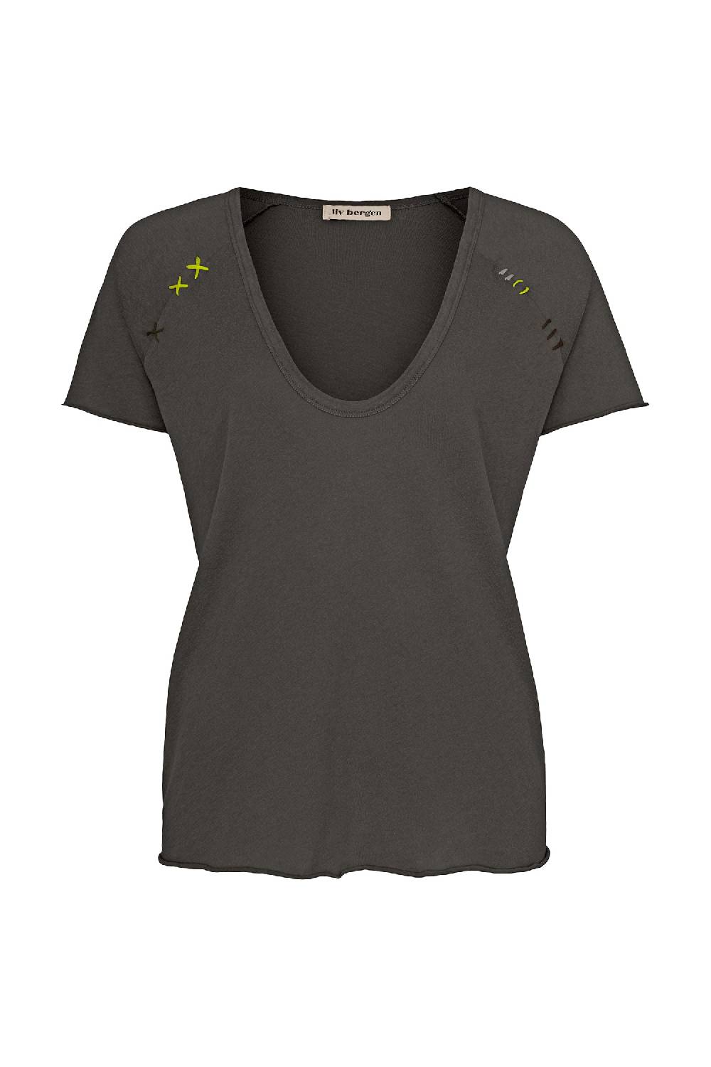 Liv Bergen T-Shirt handstitched in peat Limitierter Zeitrabatt