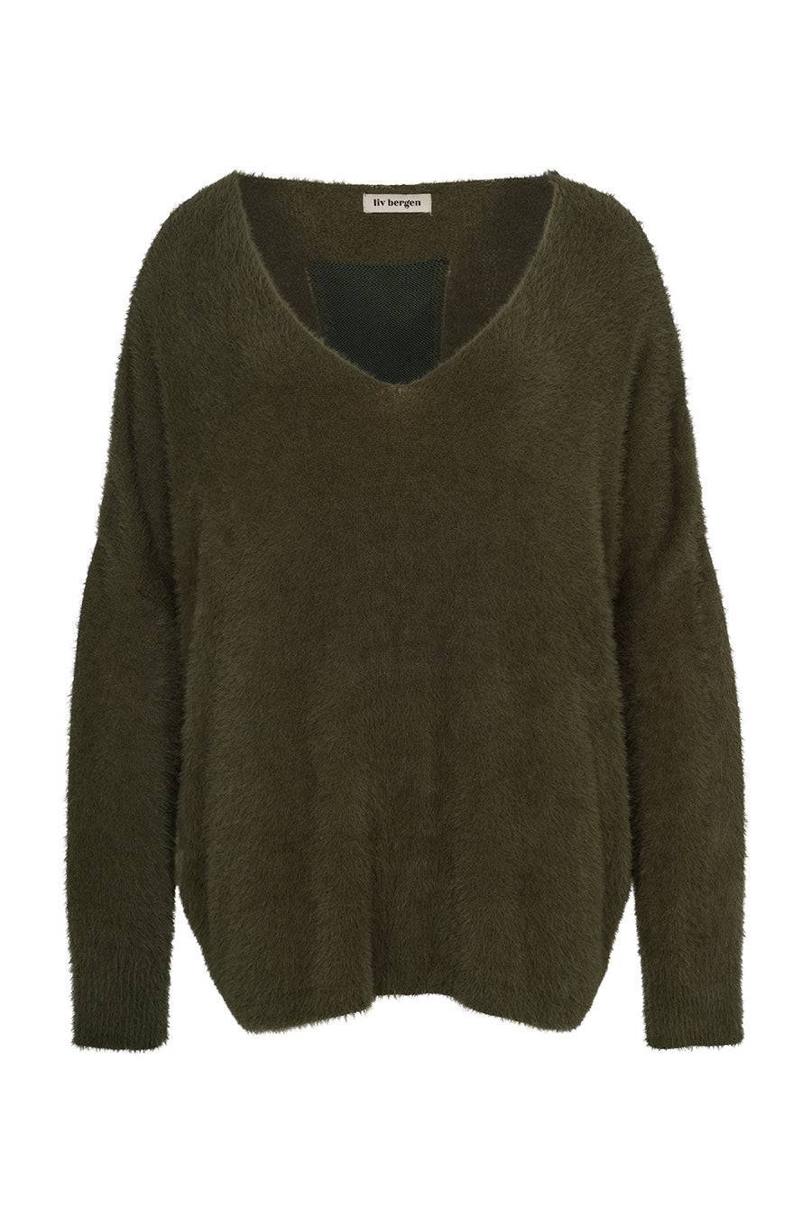 Liv Bergen Sweater HI knit in olive Tiefpreis