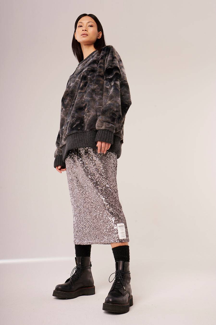 Liv Bergen Sweater Soft in grey batik Tägliche Deals