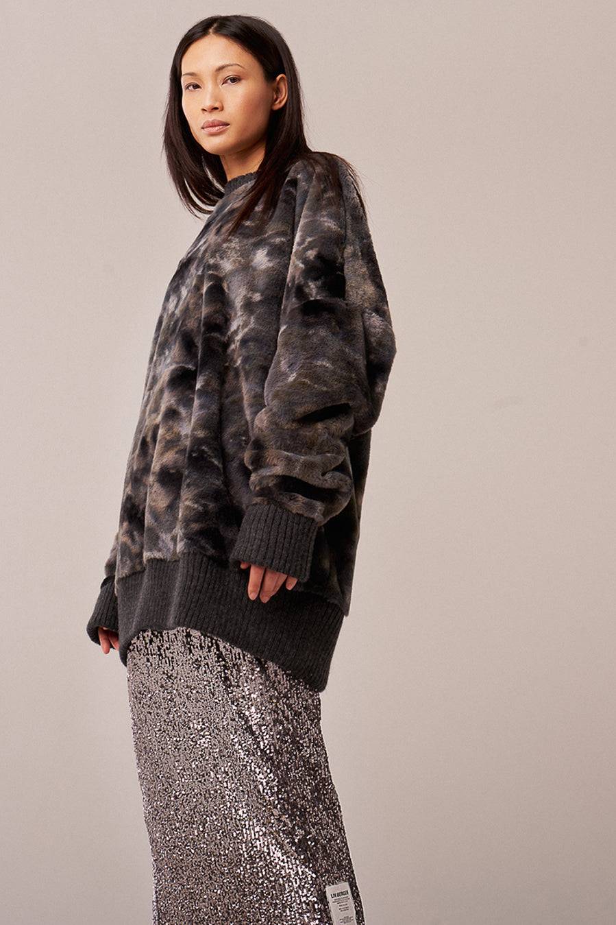 Liv Bergen Sweater Soft in grey batik Tägliche Deals