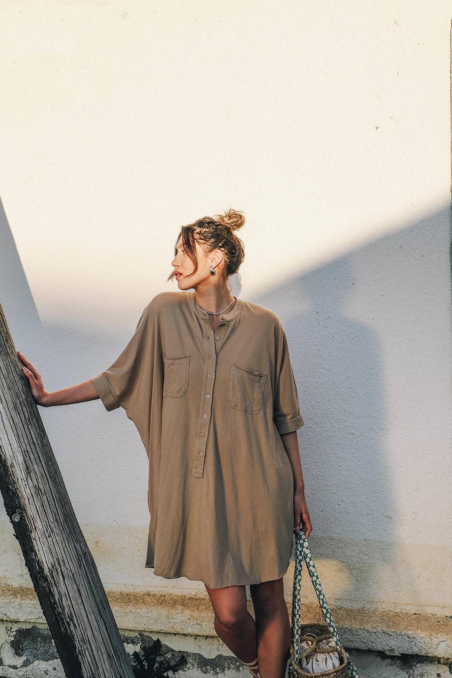 Liv Bergen Kleid oversized in safari Vatertagsangebot