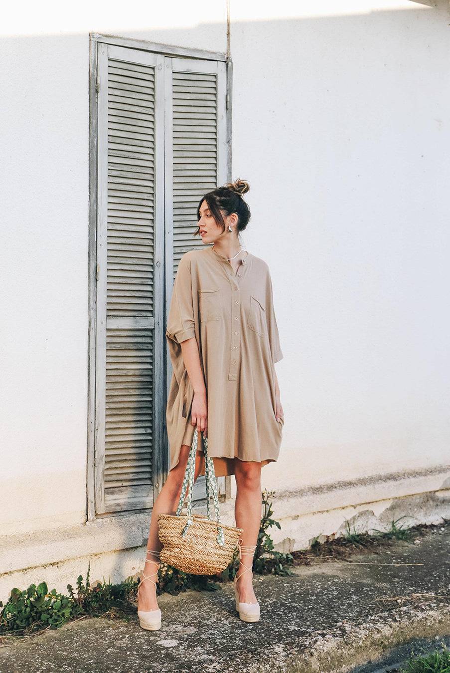 Liv Bergen Kleid oversized in safari Vatertagsangebot