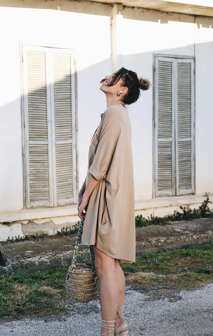 Liv Bergen Kleid oversized in safari Vatertagsangebot