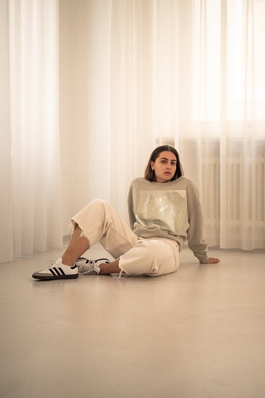 Liv Bergen Sweater square "100% Organic Cotton" in powder Bestseller
