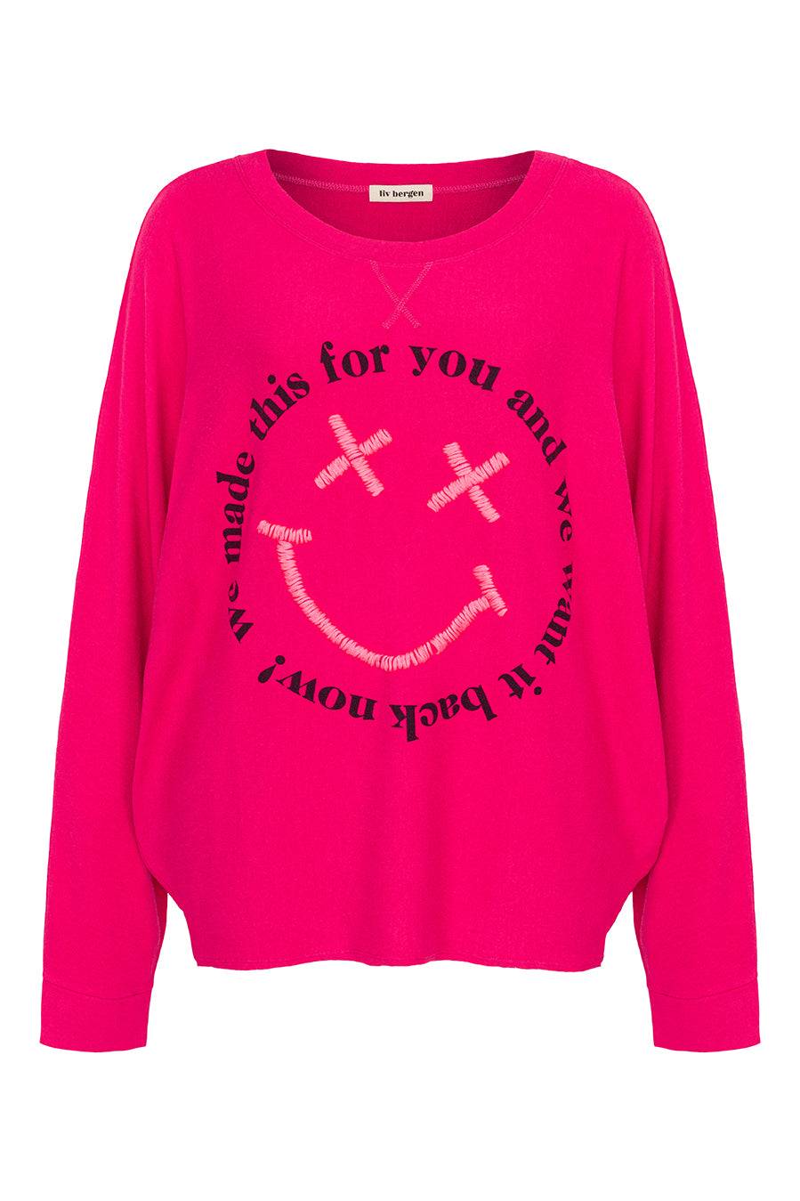Liv Bergen Sweater Smiley in pink peacock 50% Rabatt mit kostenlosem Versand