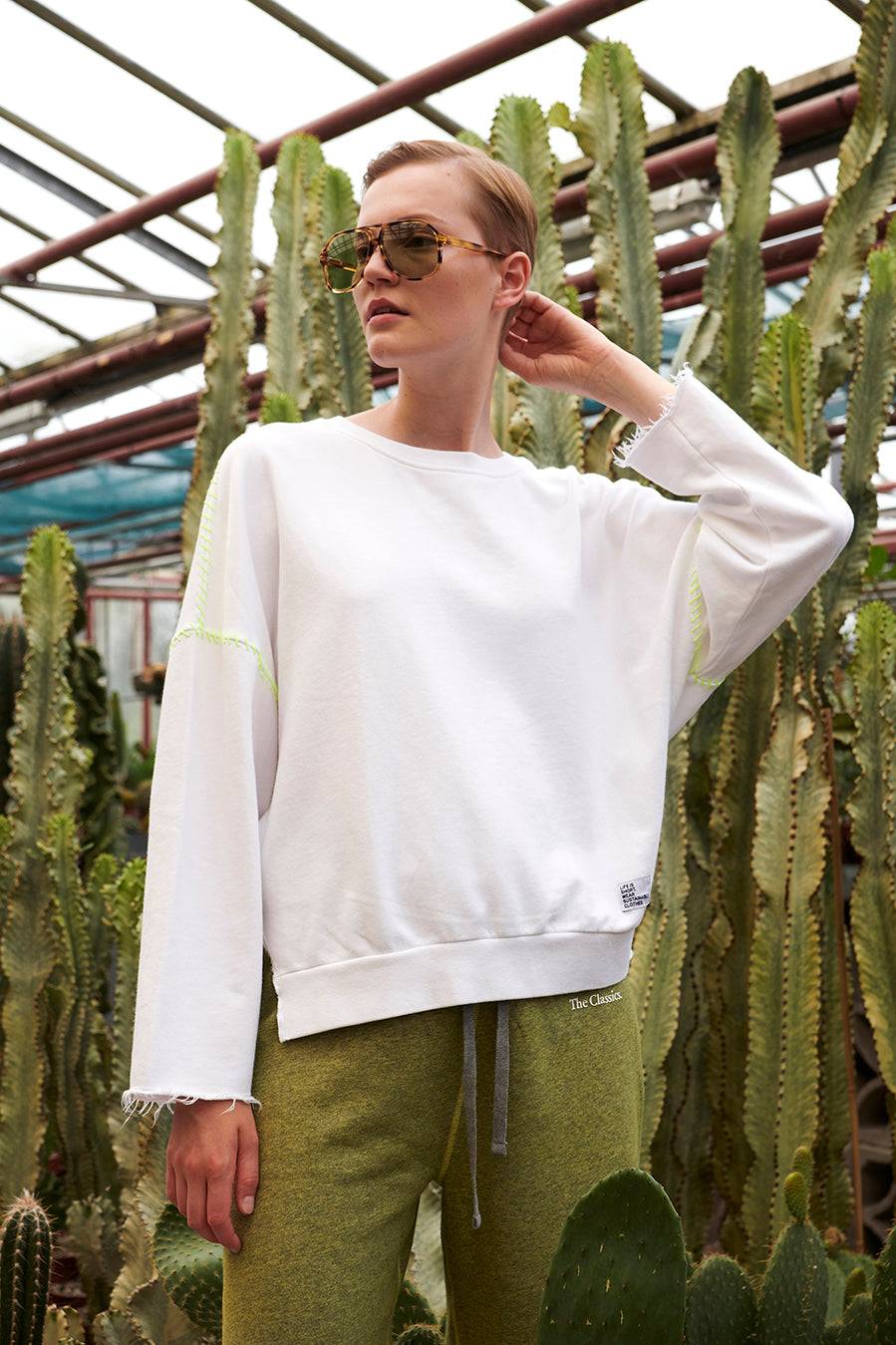 Liv Bergen Sweater "100% Organic Cotton" handstitched in emerald Nur für heute