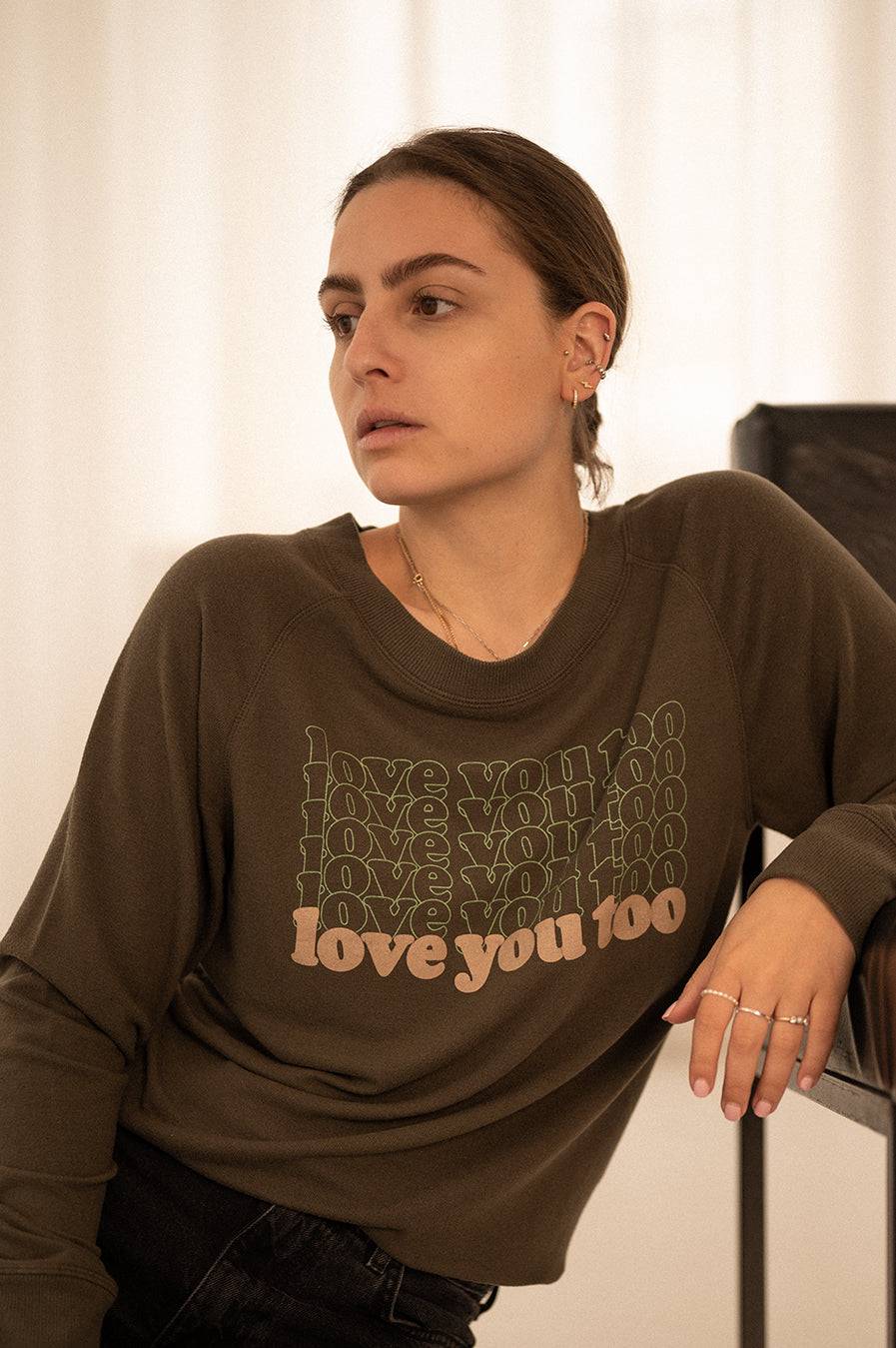 Liv Bergen Sweater LOVE in greg green Riesige Ersparnisse