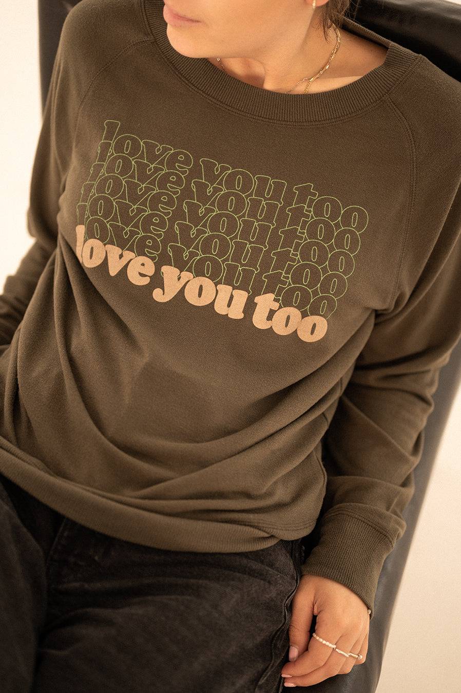 Liv Bergen Sweater LOVE in greg green Riesige Ersparnisse