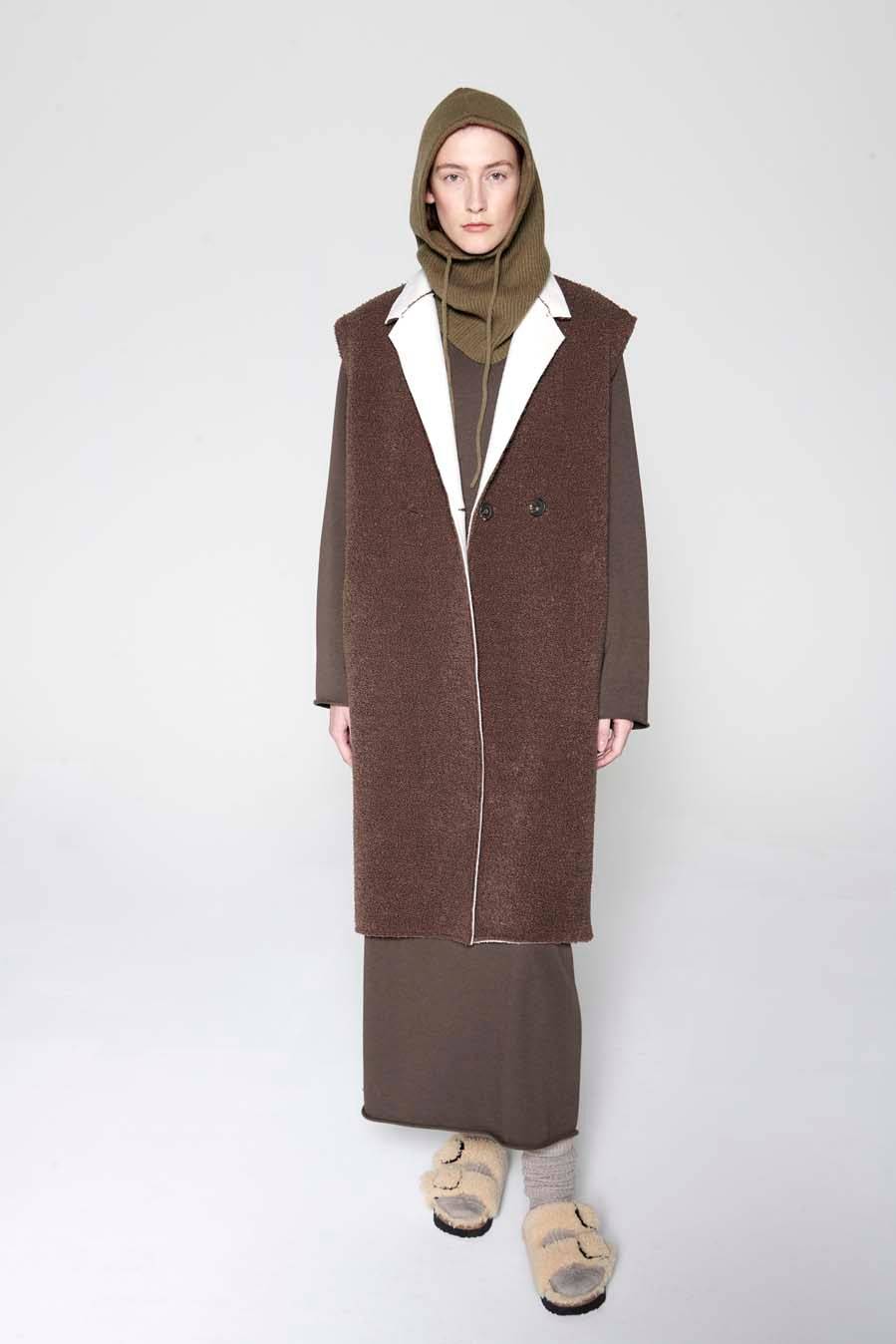 Liv Bergen Weste Teddy in stone grey Im Verkauf