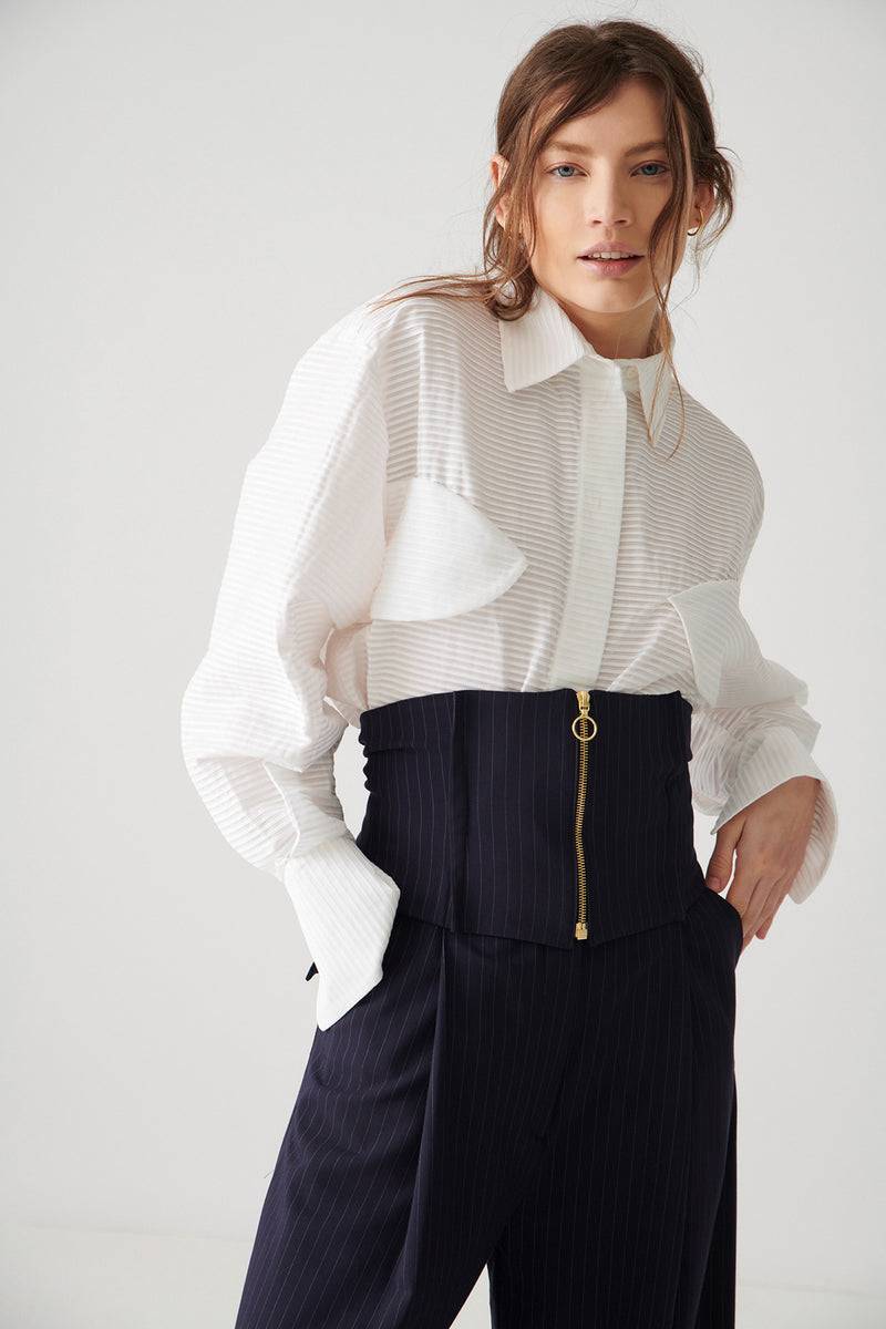Mykke Hofmann Cotton Plissée Blouse Lon Riesige Rabatte