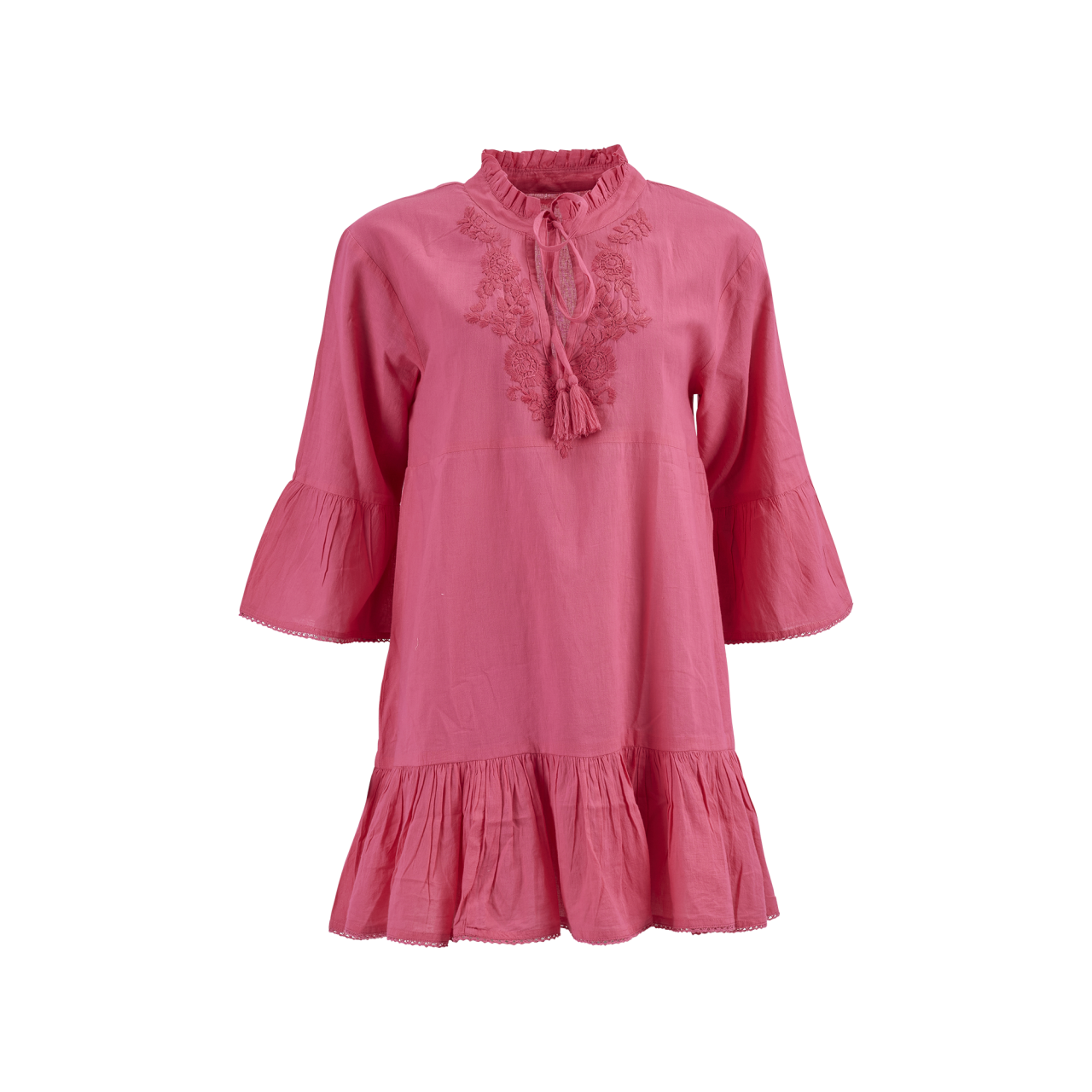 Nitzsche Accessoires Strandkleid mit Stickerei am V-Ausschnitt und Rüschen Sonderangebot