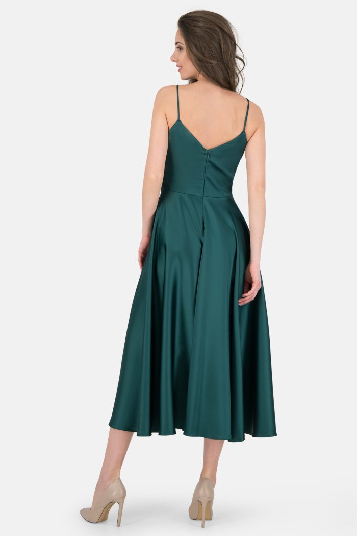Prestije Spaghetti Kleid drapiert mit Beinschlitz Clearance-Verkauf
