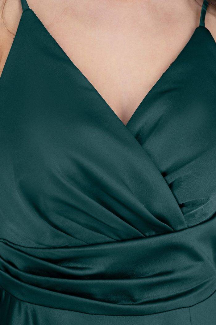 Prestije Spaghetti Kleid drapiert mit Beinschlitz Clearance-Verkauf
