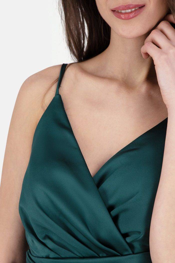 Prestije Spaghetti Kleid drapiert mit Beinschlitz Clearance-Verkauf