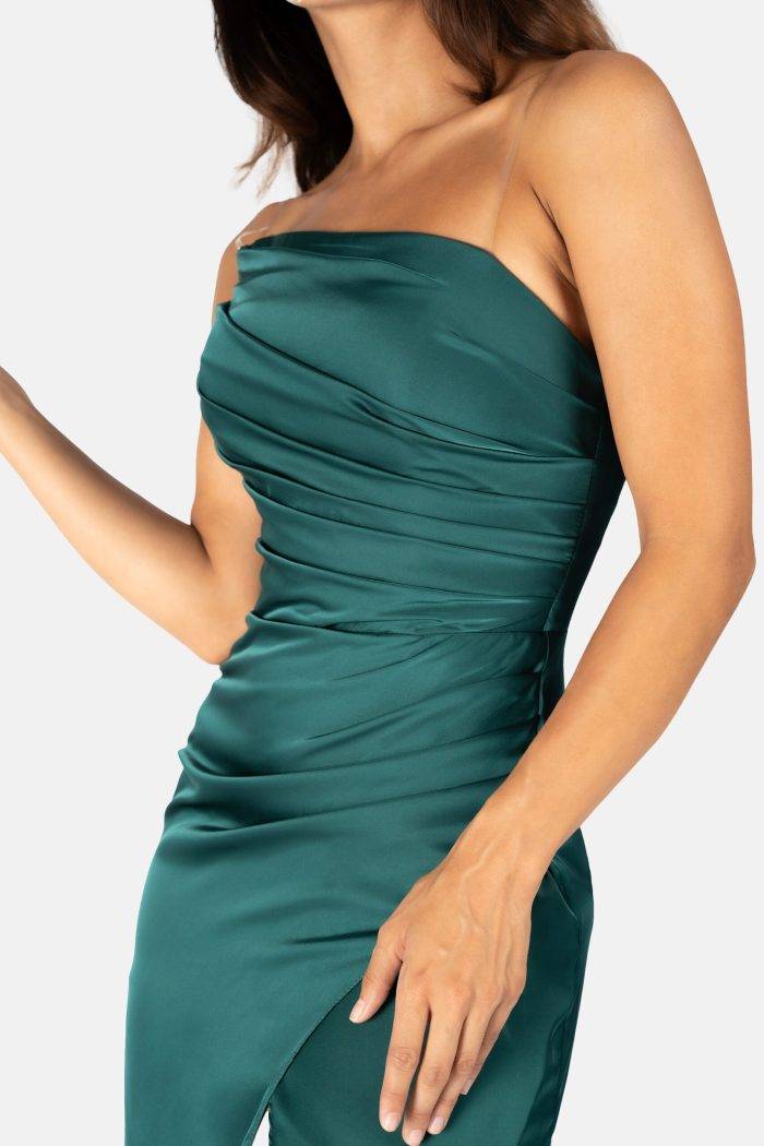 Prestije Maxikleid Satin mit Beinschlitz Kostenloser Versand international