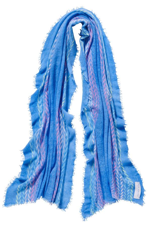 Pur Schoen Schal ethno border skyblue Super Rabatt