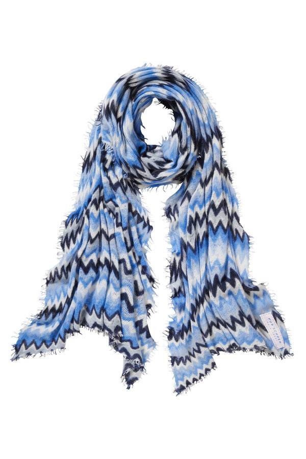 Pur Schoen Schal chevron skyblue-silber 2025