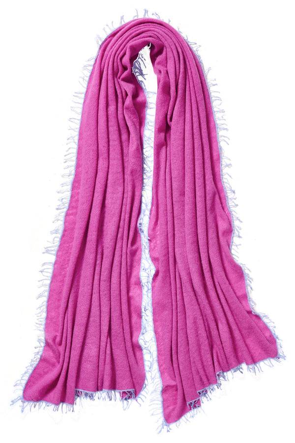 Pur Schoen Schal fuchsia fransen sky blue Kostenloser Versand international