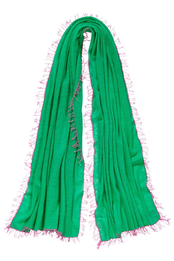 Pur Schoen Schal limette fransen pink Fabrikladen