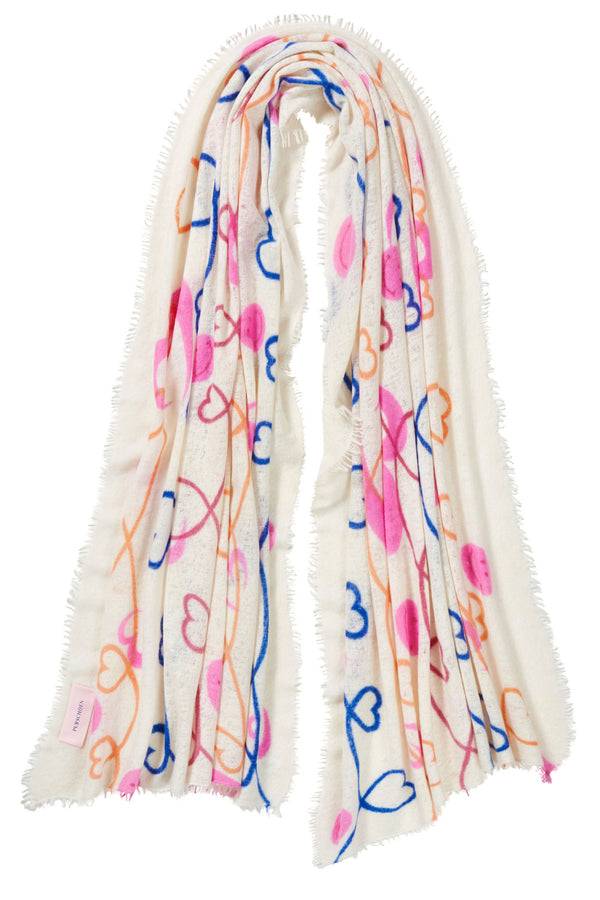 Pur Schoen Schal herzandsmiley natural-royal blue Online