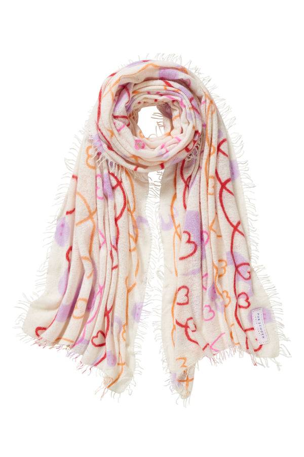 Pur Schoen Schal herzandsmiley weiss-pink Angebote