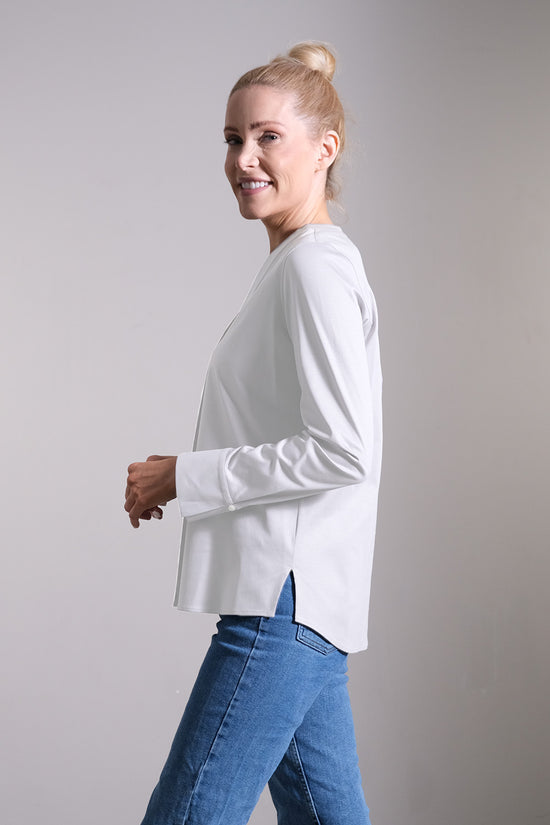 Soluzione Jerseybluse mit V-Ausschnitt & Manschetten Clearance-Verkauf